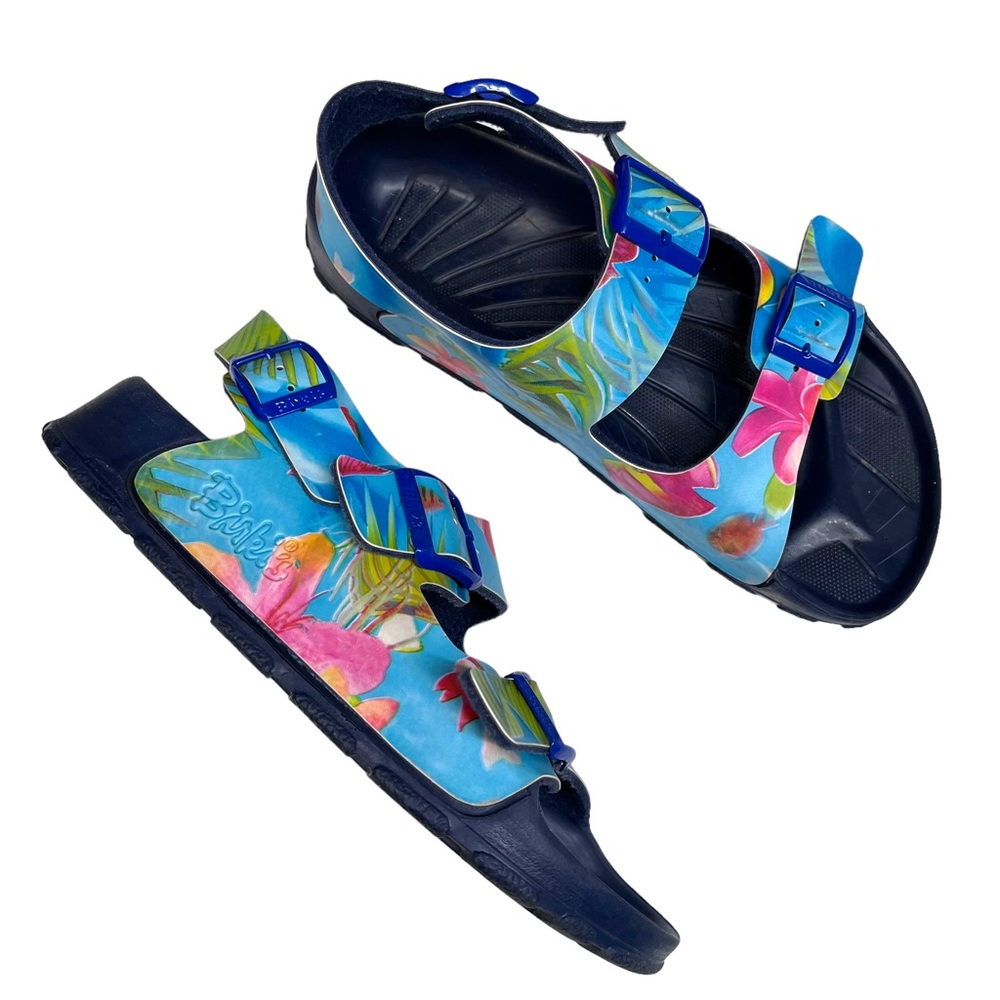 Birkis Birkenstock Milano Colorful Tropical Ocean Rubber Footbed Sandals EU 38